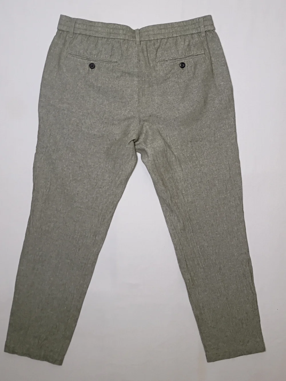 Banana Republic Mens Athletic Fit Linen Blend Trousers 33X27 Sage Drawstring